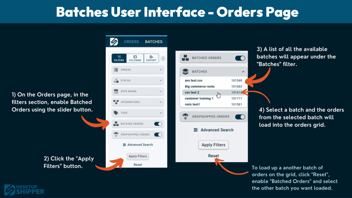 batches UI - orders page