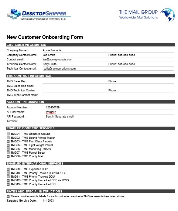 mail group onboarding form